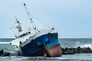 cargo ship crashed near the shore needing Marine Insurance