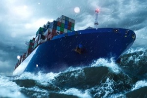 cargo ship stuck in storm