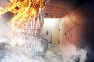 house stairs on fire