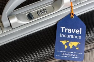 travel insurance tag on bag
