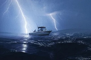 boat during storm