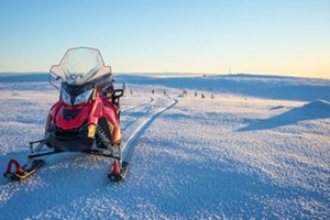 snowmobile in a snowy landscape