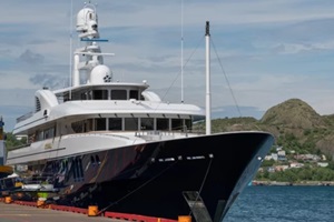 archimedes superyacht docked in harbour