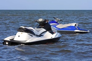 two jet skies in the sea