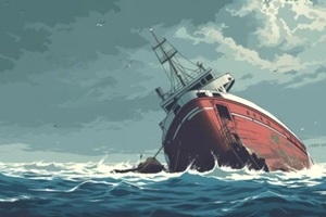 illustration of a sinking ship serves as a cautionary reminder of the potential risks and losses ociated with grain shipping