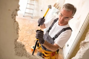 construction man using hammer