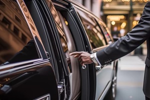 driver open door of the limousine