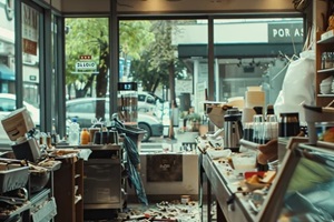 interior of a store, messy and unorganized